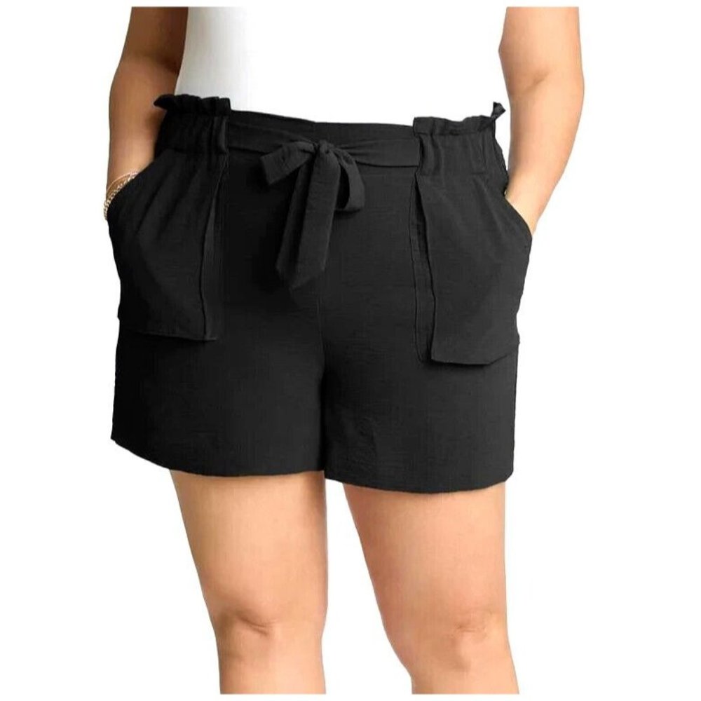 Adyson Parker Womens Self Tie Shorts XS Soft Pull On High Waist Black